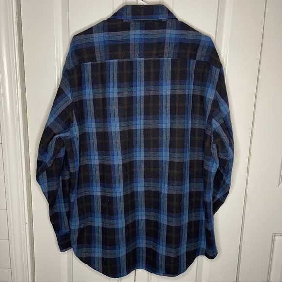 Vintage Sears Roebuck Wool Blend Blue Plaid Shirt  Chore Jacket Size XL Work - Picture 2 of 5